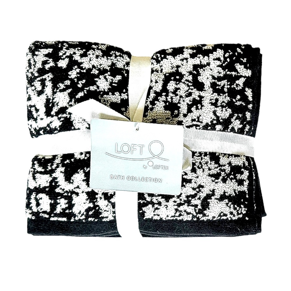 Loft by Loftex Bathroom Hand Towels 2 Pc Set Cotton Black -Pale Gray Sustainable